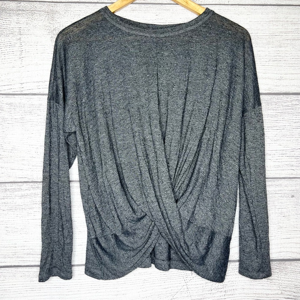 Babeau Gray Twist Draped Long Sleeve T-Shirt Size Small